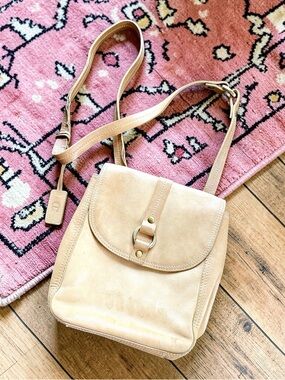 Vintage Beige Leather Crossbody Bag